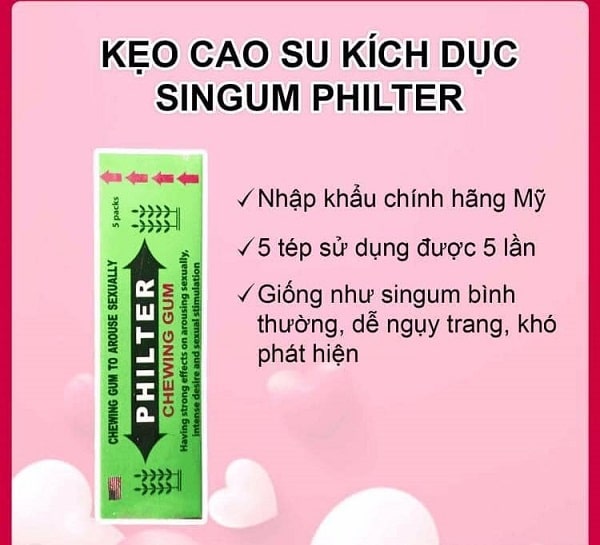 Kẹo cao su kích dục nữ Philter Chewing Gum Mỹ